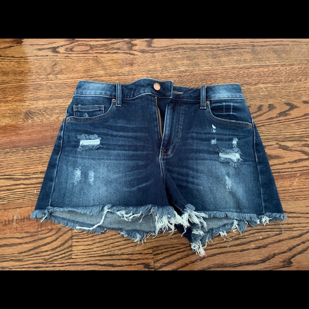 Lightly distressed jean shorts